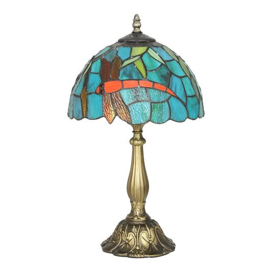 HOMCOM Tiffany Stained Glass Table Lamp in Green