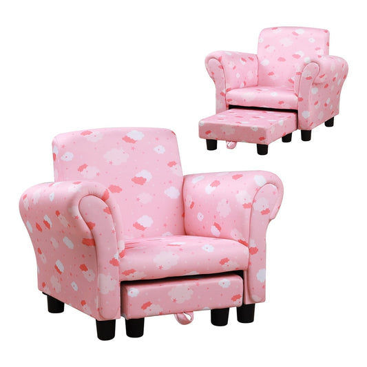 HOMCOM Toddler Chair with footrest, pink with cloud and star pattern