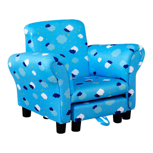 HOMCOM Toddler Chair with a cute cloud and star pattern on blue fabric
