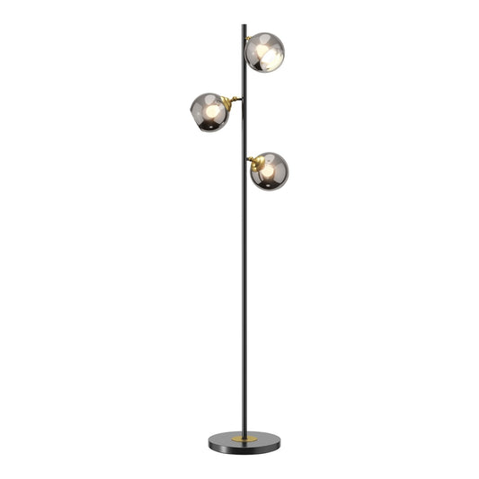 HOMCOM Tree Floor Lamp with three grey glass globes on a tall black metal stand