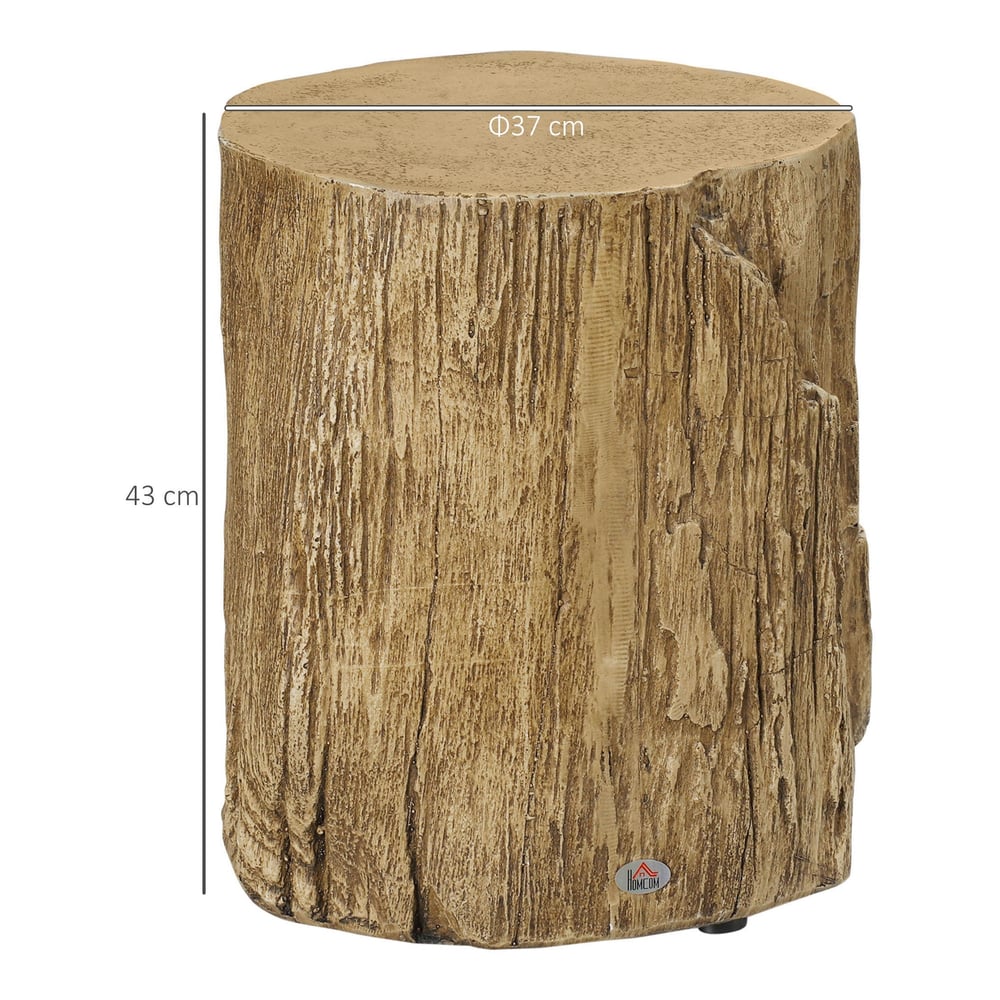 The side table showing height and diameter dimensions with lines and labels