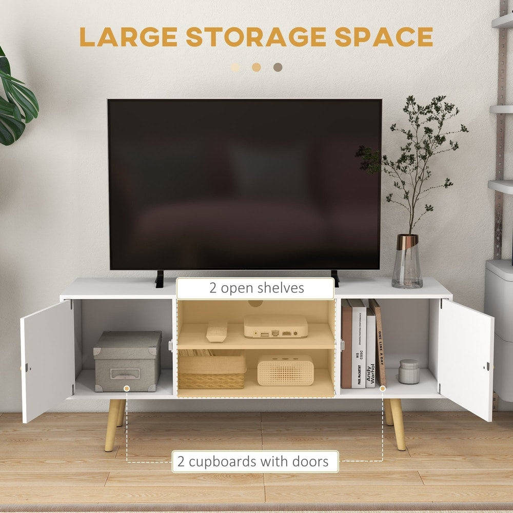 The cabinet with two open shelves and two cupboards with doors, showing large storage space