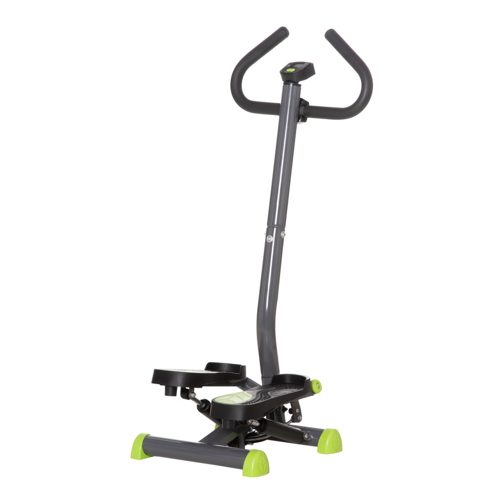 HOMCOM Twister Stepper exercise machine in grey with lime green accents and black handles