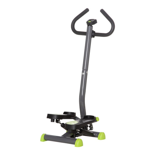 HOMCOM Twister Stepper exercise machine in grey with lime green accents and black handles