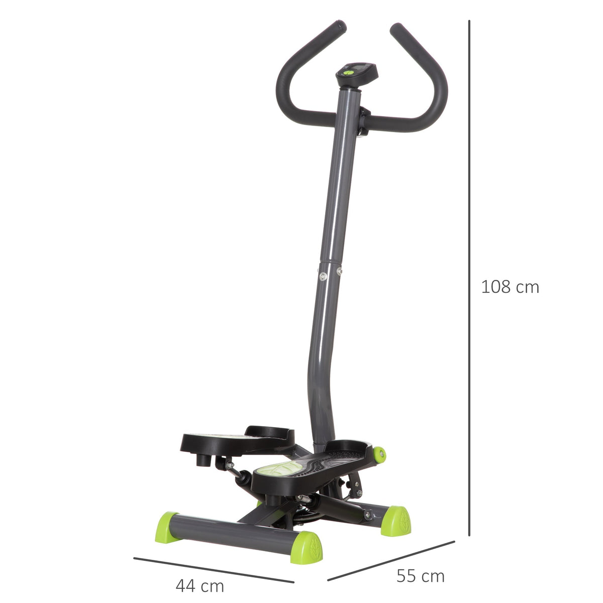 This compact twister stepper has dimensions shown with measuring lines