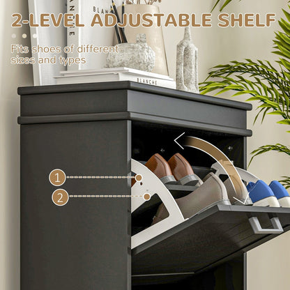 The shoe storage cabinet showing the adjustable internal shelf mechanism for different shoes