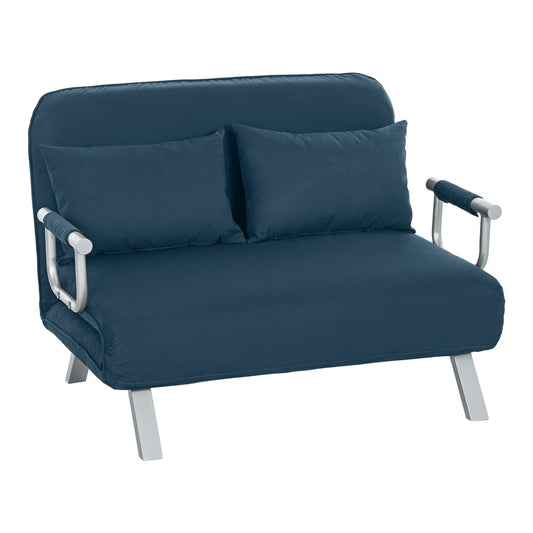 HOMCOM Two-Seater Click-Clack Sofa Bed in Navy Blue