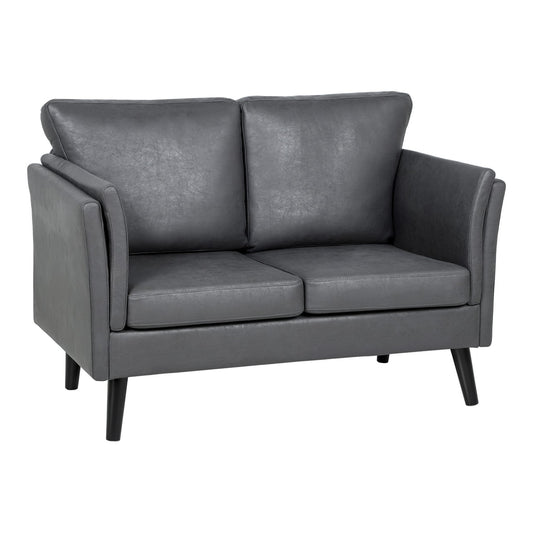 HOMCOM Two-Seater Leathaire Sofa in grey, a compact and stylish piece of furniture