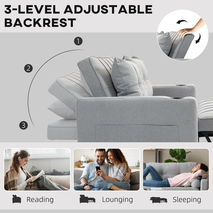 Three-level adjustable backrest shown on the two-seater sofa bed