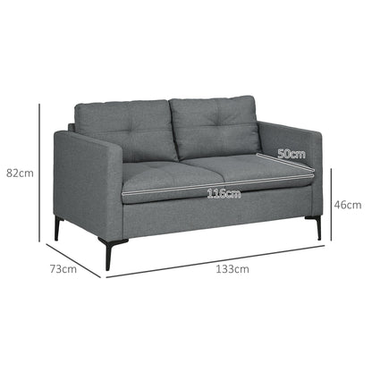 Dimensions diagram for the grey two-seater sofa