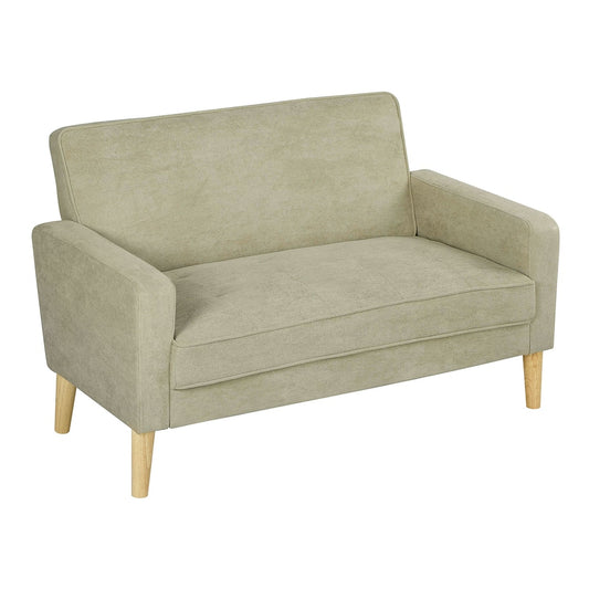 HOMCOM Two-Seater Velvet-Feel Sofa in beige, a compact sofa with wooden legs