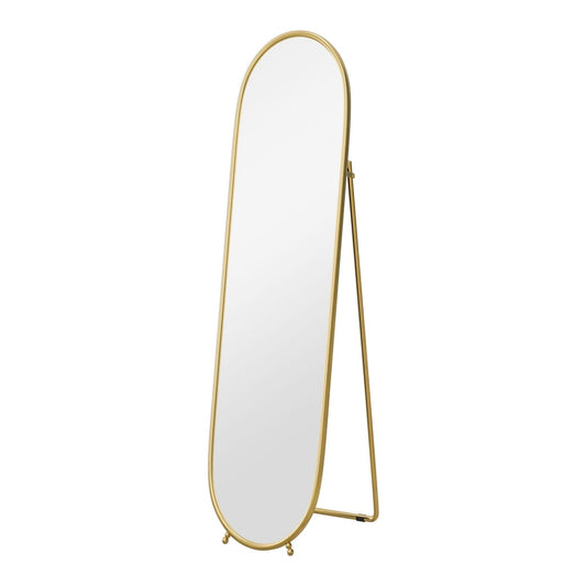 HOMCOM Two-Way Curved Full Length Mirror in gold tone with a rounded top and bottom