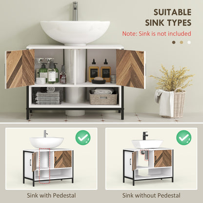 The under sink cabinet can be used with or without a pedestal sink
