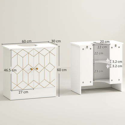 The bathroom cabinet shown from front and back with various dimensions marked