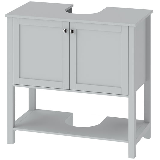 HOMCOM Under Sink Bathroom Cabinet with 2 Doors in Light Blue