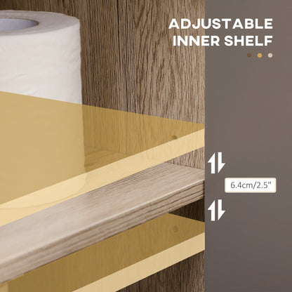 The bathroom cabinet interior featuring a shelf that can be moved to different heights