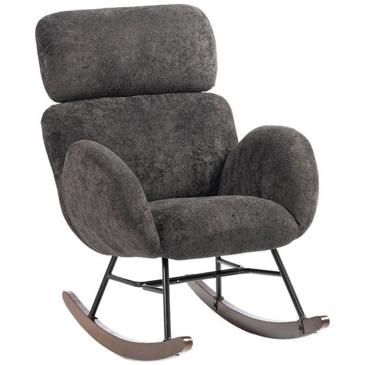 HOMCOM Upholstered Rocking Chair in Dark Grey