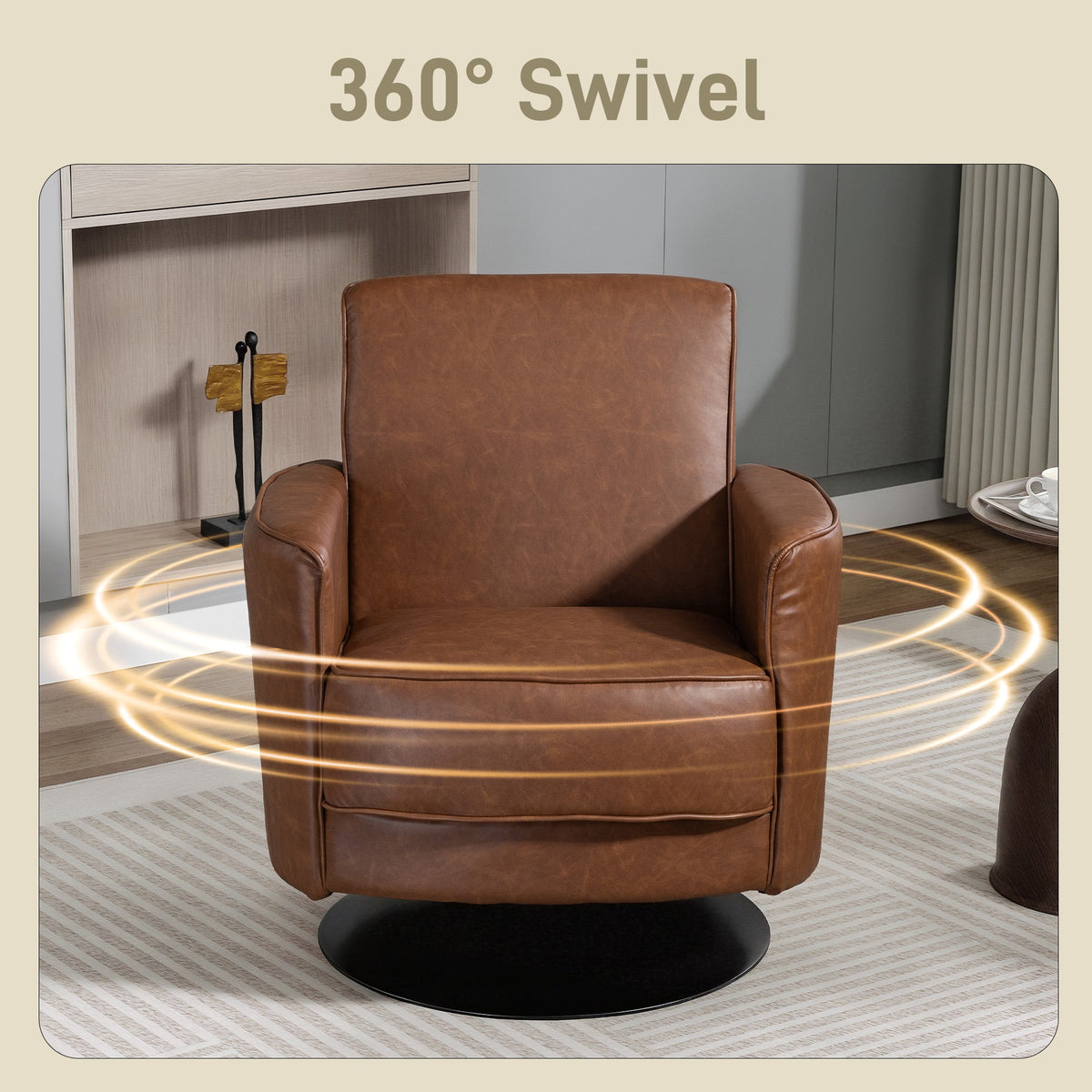 The swivel armchair with light rings indicating the full rotation capability