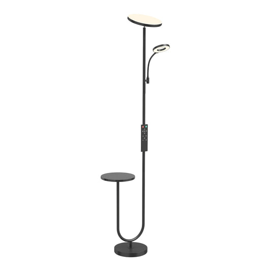 HOMCOM Uplighter Floor Lamp with Table and Reading Light in Black