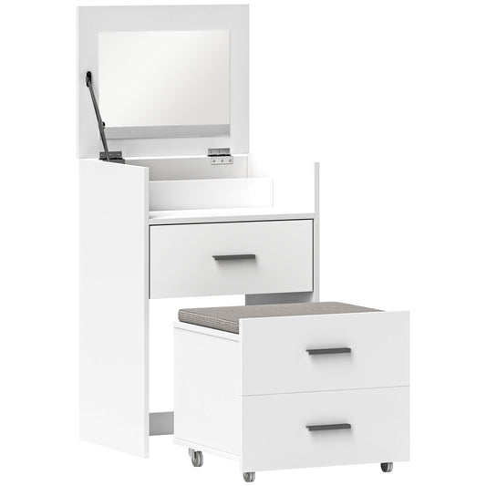 HOMCOM Vanity Desk with Mirror in White