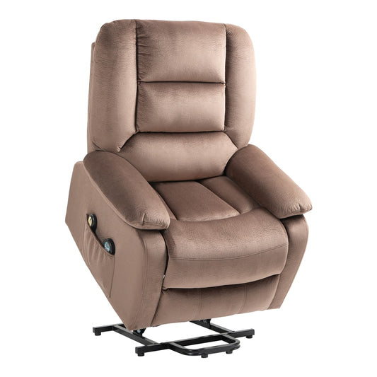 HOMCOM Velvet-Feel Electric Lift-and-Recline Massage Armchair in Brown