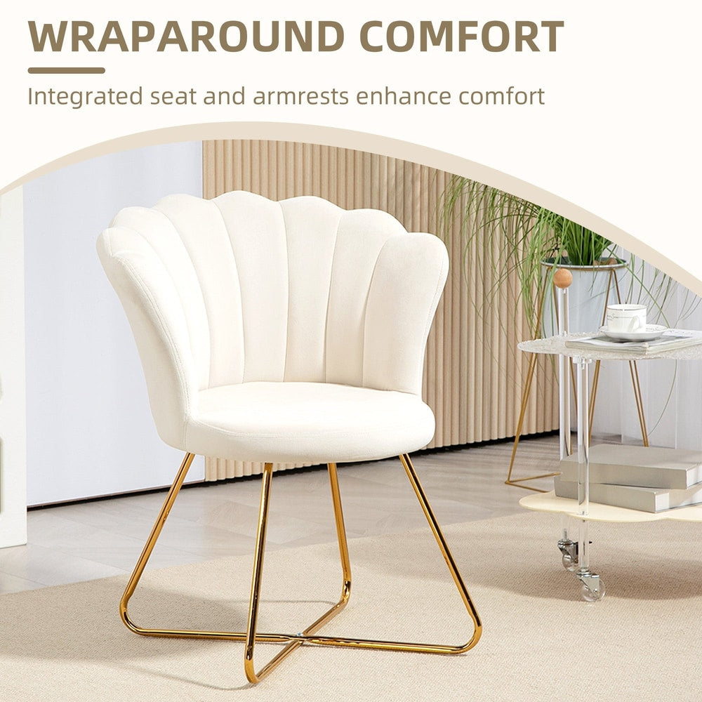 Cream lotus petal armchair with gold legs, highlighting comfort