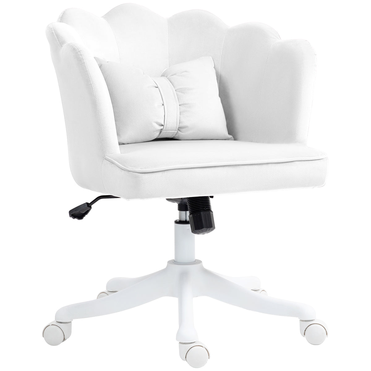 HOMCOM Velvet-Feel Petal Back Office Chair in White