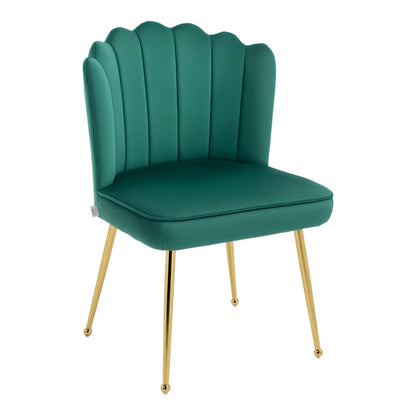 HOMCOM Velvet-Feel Shell Accent Chair in Green