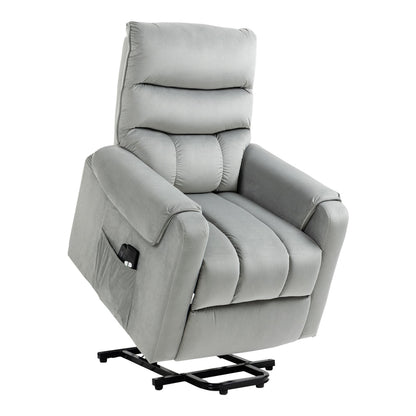 HOMCOM Vibration Massage Rise and Recliner Chair in grey, shown from the front with a side pocket
