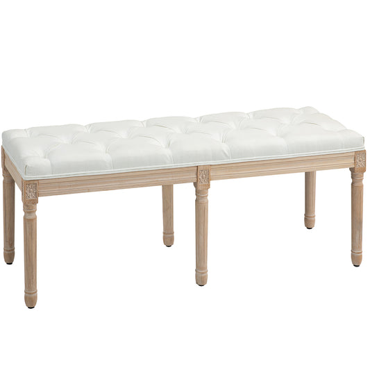 HOMCOM Vintage French Look Bed End Bench in Cream White