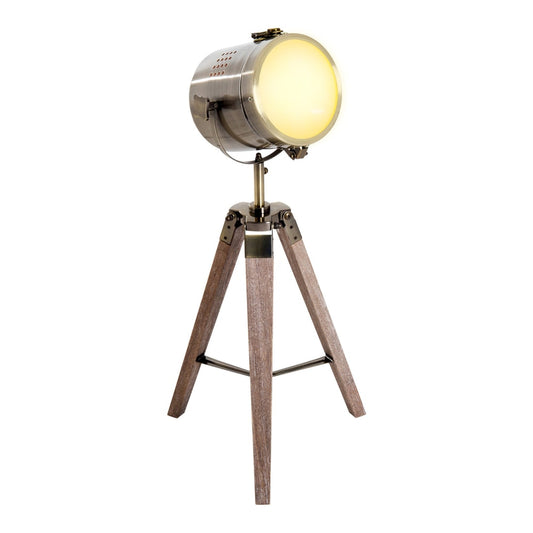 HOMCOM Vintage Tripod Table Desk Lamp with brass spotlight and wooden base