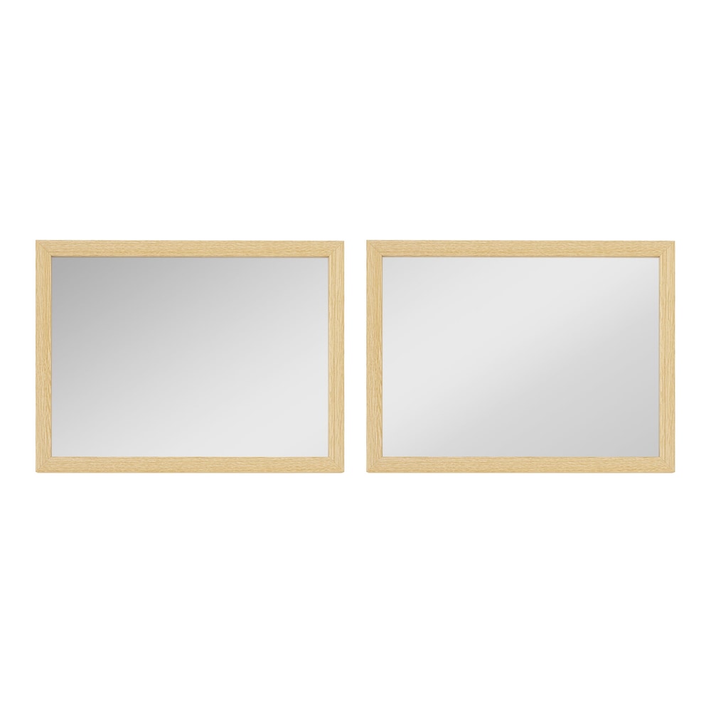 HOMCOM Wall Bathroom Mirror set of two rectangular mirrors with light wood frames on white background