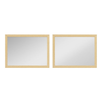 HOMCOM Wall Bathroom Mirror set of two rectangular mirrors with light wood frames on white background