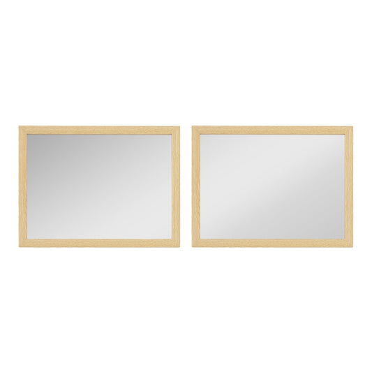 HOMCOM Wall Bathroom Mirror set of two rectangular mirrors with light wood frames on white background