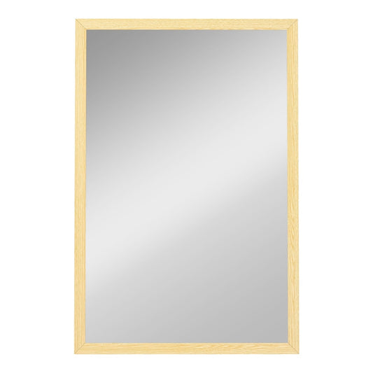 HOMCOM Wall Bathroom Mirror with a natural wood finish frame
