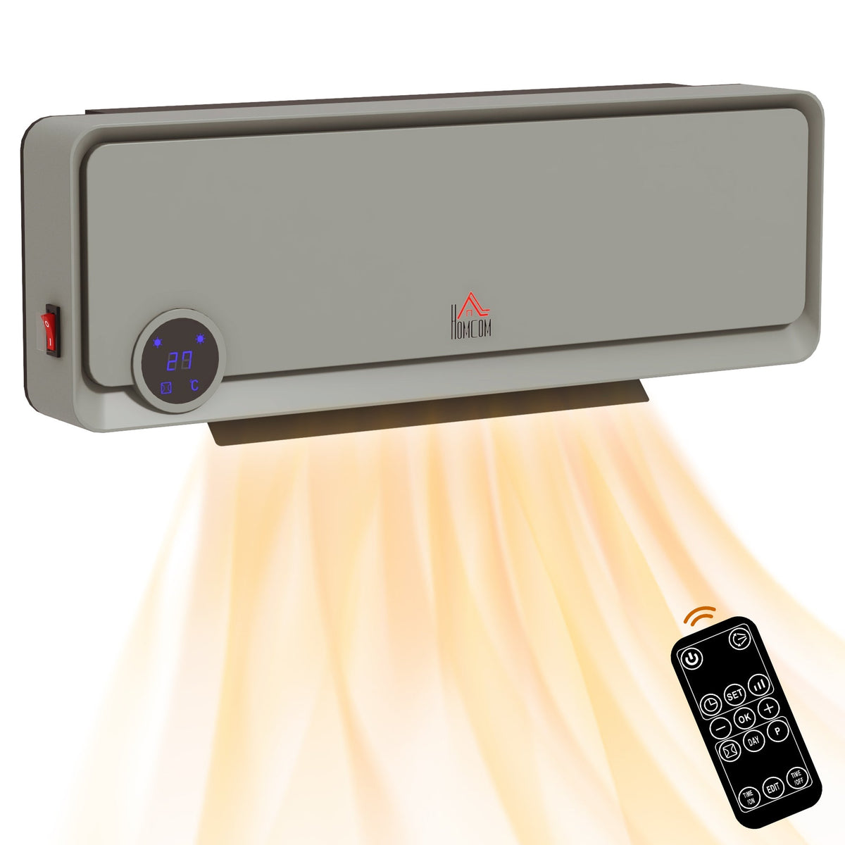 HOMCOM Wall Downflow Heater 2 Heat and Fan 1000W/2000W blowing warm air with remote control