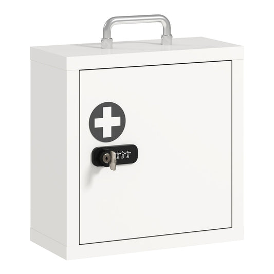 HOMCOM Wall Mount Medicine Cabinet with a white finish and a secure combination and key lock
