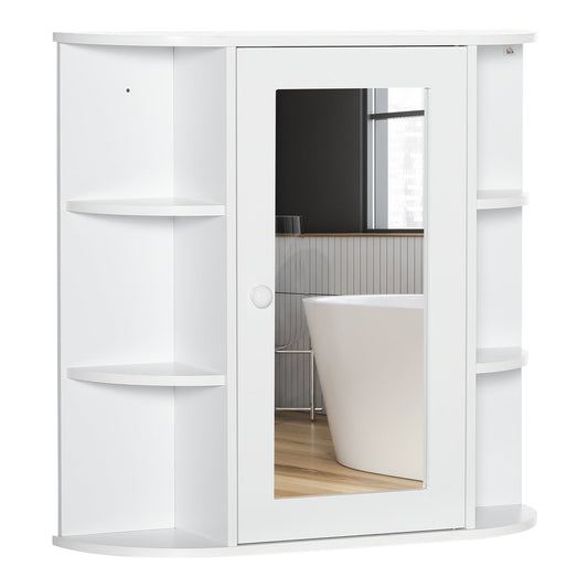 HOMCOM Wall Mounted Bathroom Cabinet with a mirrored door and open shelving on the sides
