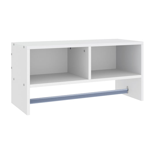 HOMCOM Wall Mounted Coat Hanger Hooks Rack with two open shelves and a hanging rail