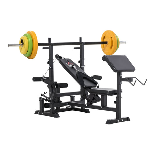 HOMCOM Weight Bench with Adjustable Barbell Rack, a versatile piece of home gym equipment