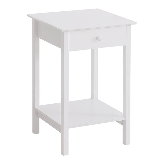 HOMCOM White Bedside Table, a simple wooden side table with a drawer and a lower shelf