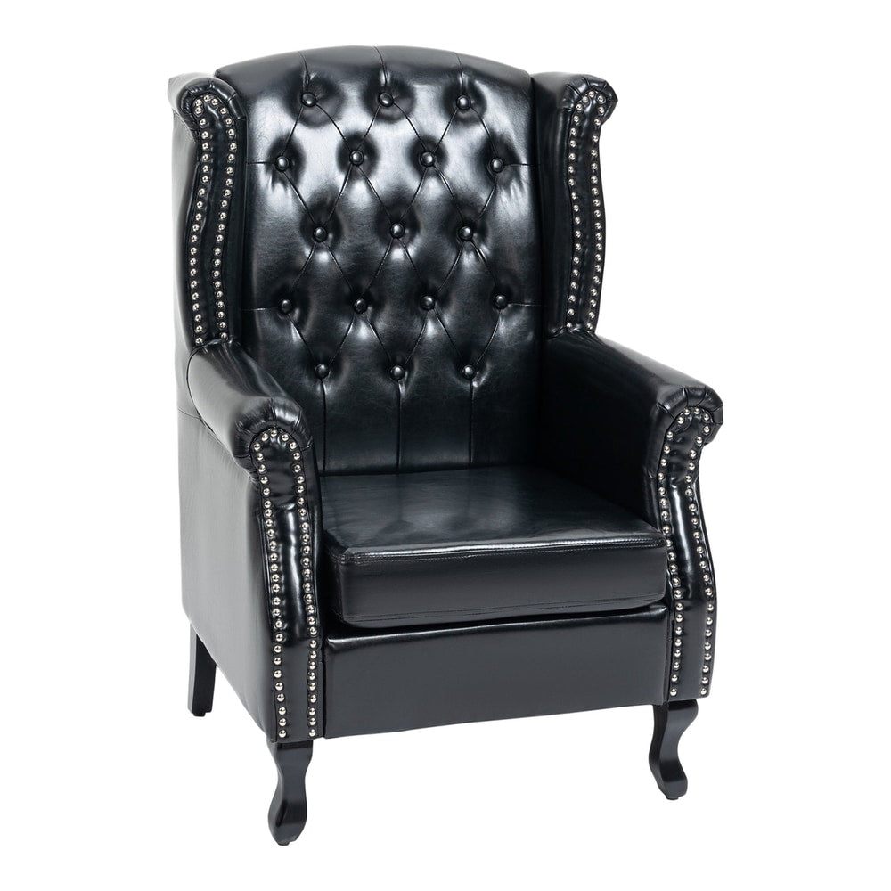 HOMCOM Wingback Accent Chair in black, a classic armchair with tufted back and nail head trim
