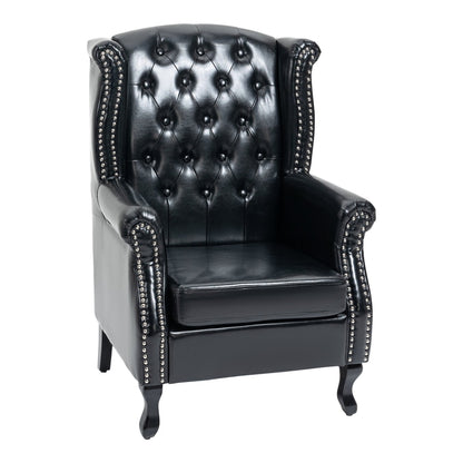 HOMCOM Wingback Accent Chair in black, a classic armchair with tufted back and nail head trim