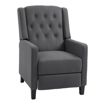 HOMCOM Wingback Recliner Chair for Home Theater in deep grey microfibre cloth with button tufting