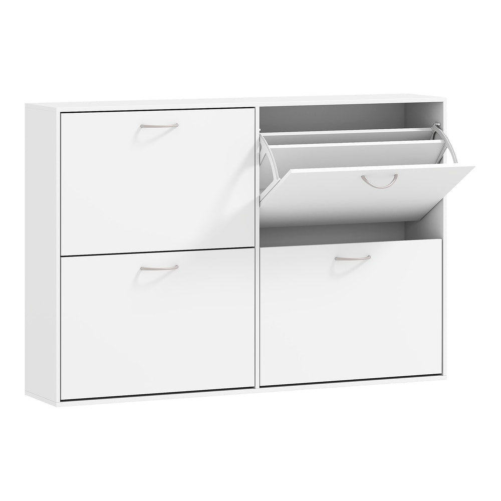 HOMCOM Wooden Modern Design 4 Drawer Shoes Cabinet with pull down shelves and storage organiser