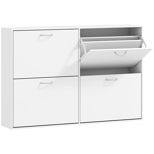 HOMCOM Wooden Modern Design 4 Drawer Shoes Cabinet with pull down shelves and storage organiser