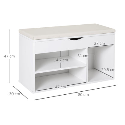The shoe storage unit showing various dimensions with lines and labels