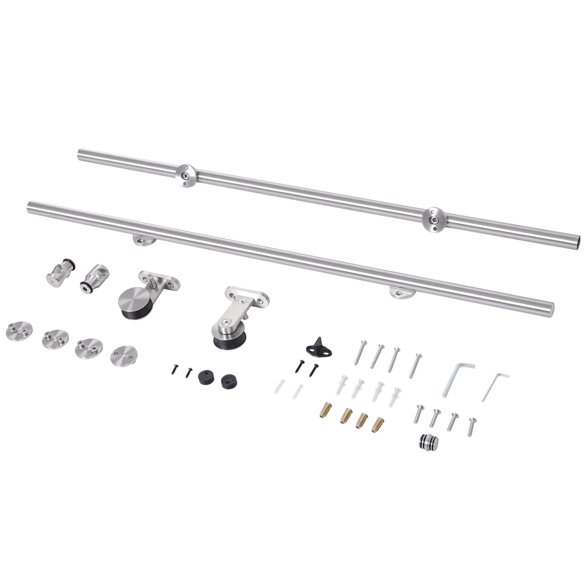 HOMCOM Wooden Sliding Door Kit in Silver