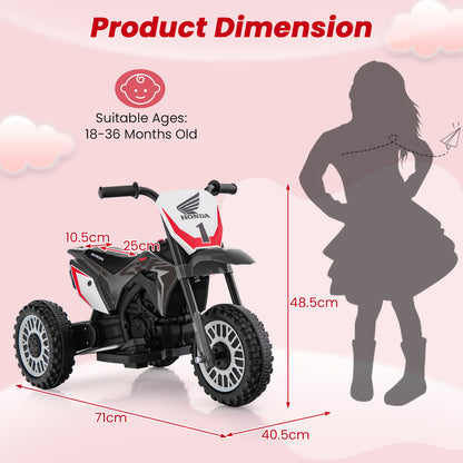 Product dimension diagram showing the grey kids electric motorbike with measurements