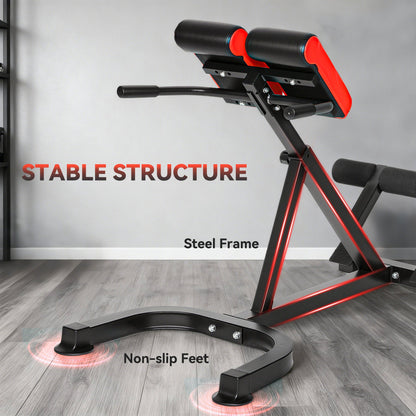 SPORTNOW 45-Degree Hyperextension Roman Chair, 5-Level Adjustable Back Extension Bench, Heavy-Duty Home Gym Equipment, Red